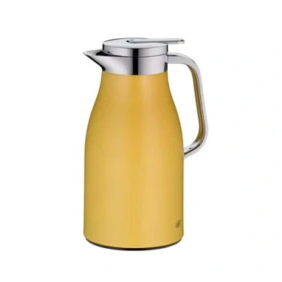 Obrázek alfi SKYLINE 1,0 l, spicy mustard mat, izolační konvice z ušlechtilé oceli s hygienickou vložkou tvrzeného skla, šroubovací uzávěr pohodlným tlačítkem, ergonomická rukojeť, jedna ruka, ideální