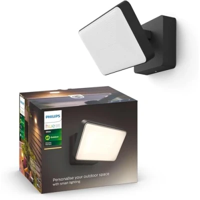 Obrázek Philips Hue White Welcome reflektorové světlo (2 600 lm), stmívatelná venkovní nástěnná lampa pro světelný systém s teplým bílým světlem, chytré ovládání světla hlasem a aplikací, černá