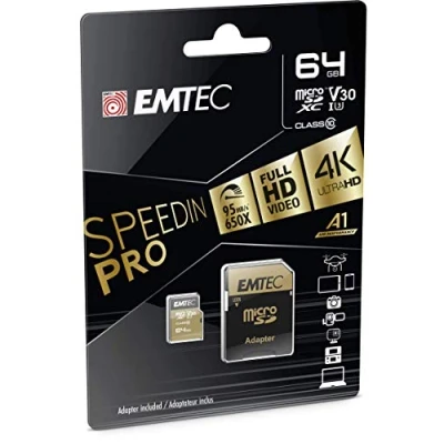 Obrázek Emtec Paměťová karta MicroSDXC 64GB Class10 Speedin Class 10 paměťové karty (MicroSDXC, černá, hnědá, třída 10)