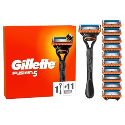Obrázek Gillette holicí strojek Fusion5 pro muže, 1 strojek, 11 náhradních čepelí, s kluznými proužky hladké klouzání a 5 čepelemi důkladné, dlouhotrvající holení