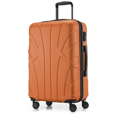 Obrázek suitline Kufr na kolečkách ve 3 velikostech, sada kufrů skořepinový cestovní (55 cm, 66 76 cm) dvojitá kolečka, Oranžová,