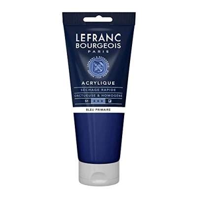 Obrázek Lefranc Bourgeois akrylová barva 300413 Fine primární modrá, tuba 200 ml, krémová na vodní bázi, rychleschnoucí, stálá světle, voděodolná