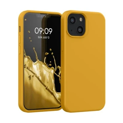Obrázek kwmobile pouzdro na mobil pro iPhone 13 mini pouzdro, Case silikonové bezdrátové nabíjení medově žlutá