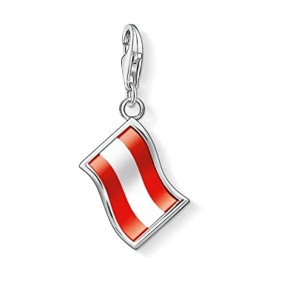 Obrázek Thomas Sabo Rakousku vlajka Charm Přívěšek stříbrný Červená/Bílá smaltovaný 1194 603 10