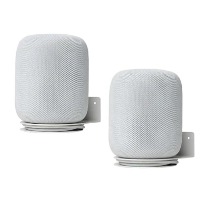 Obrázek shinar Kovový držák na stěnu kompatibilní s Homepod 2, příslušenství stojan 2 Gen. 2023 integrovaný systém řízení kabelů max. 12 kg (2 ks, bílý)