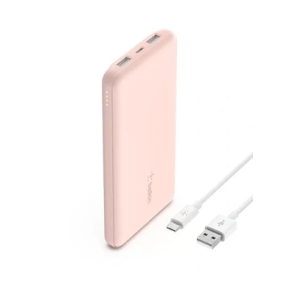 Obrázek Belkin USB C Powerbank (10.000 mAh, 1 Port und 2 A Ports zum Laden von iPhone, AirPods, iPad, Android oder Anderen Geräten mit bis zu 15 W) Roségold