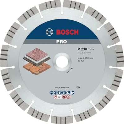 Obrázek Bosch 1x pro Stone diamantové řezné kotouče otvor 22,23 mm a velké úhlové brusky (pro měkký kámen, tvrdý Ø 230 mm, profesionální příslušenství velká úhlová bruska)