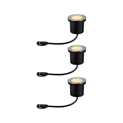 Obrázek Paulmann 94717 Plug &amp; Shine LED Venkovní svítidlo k zabudování do podlahy Floor 3dílná sada vhodné pro hmyz IP67 2200K 3 x 4,5 W antracitová kulatá kov