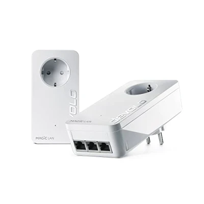 Obrázek devolo Magic 2 2400 LAN trojitá startovací sada dLAN 2.0: Ideální pro domácí kancelář a streamování, Powerline stabilní síť prostřednictvím elektrického vedení přes stěny stropy