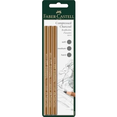 Obrázek FABER CASTELL 119999 Tužka s trhacím uhlím Pitt, sada 3 ks, černá