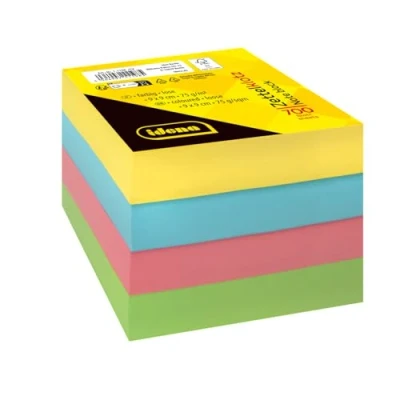 Obrázek Idena 11198 blok na lístečky, 9 x cm, 700 kusů volných, lístečků z 75 g/m² FSC Mix papír ve 4 barvách, náhradní vložka lístky