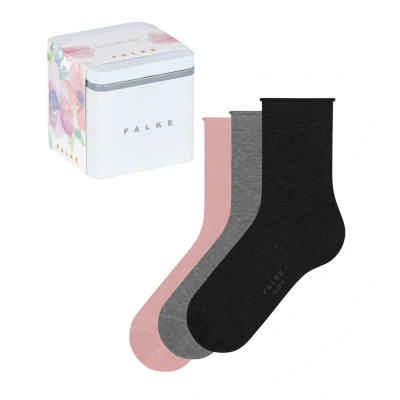Obrázek FALKE dámské Happy Box Uni balení 3 ks ponožek prodyšná bavlna zesílené ponožky s rolovacím lemem bez tlaku, univerzální doplněk do práce a pro všední den Multipack v dárkové krabičce páry,