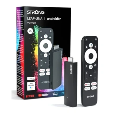 Obrázek STRONG Leap UNA Android TV Streaming Stick, WiFi, integrovaný Chromecast, 11 box, Google Assistant, HDR10+, Dolby Audio a Vision, Play, Netflix, YouTube
