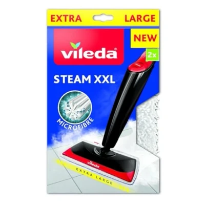 Obrázek Vileda Steam XXL Mikrofaser Ersatzpads, Dampfreiniger Ersatzbezüge, Reinigung großer Flächen, entfernt bis zu 99,9% der Bakterien und Viren, für alle Böden, 2er Pack Weiß