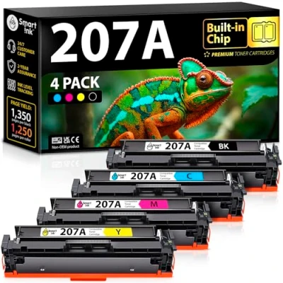 Obrázek Smart Ink Kompatibilní toner s čipem Pro HP 207A 207X (černá azurová purpurová žlutá) jako náhrada Color Laserjet MFP M282nw M283cdw M283fdn M283fdw M255dw M255nw