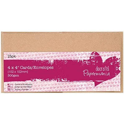 Obrázek docrafts Papermania PM151605 Quadratische Karten/Umschläge, 10,2 x cm, Kraftpapier, 25 Stück