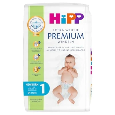 Obrázek HiPP Babysanft Plenky Newborn 1 Carry, balení 3 ks (3 x 24 kusů)