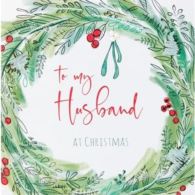 Obrázek White Cotton Cards XX14 112 vánoční pohlednice s nápisem &quot;to My husband AT Christmas&quot; (ne v německé jazyk), ručně vyrobeno, velký