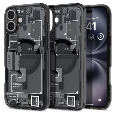 Obrázek Spigen pro iPhone 16 pouzdro [Anti Yellowing] Ultra Hybrid MagFit Case obal na mobil průhledný tenký kompatibilní s MagSafe Zero One