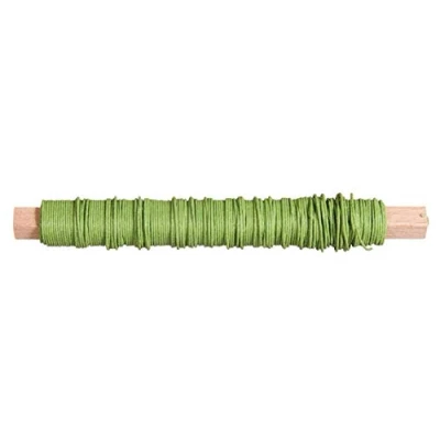 Obrázek Rayher Papírový drát 24116417, Ø 0,55 mm, na dřevěném obalu 50 g, cca 20 m, pro kutily, papír ovinutý drát, světle zelená, domácí světlá