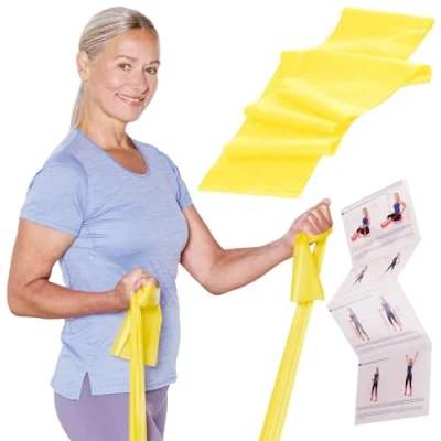Obrázek TheraBand Originální fitness pás 2,5m odporový pro trénink celého těla, sílu a flexibilitu ideální fyzioterapii, sport (žlutý)