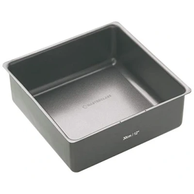 Obrázek MasterClass Deep Cake Tin, 30 cm velká čtvercová pečicí forma, nepřilnavý povrch a volné dno, 1 mm uhlíková ocel, bez PFOA, 12 palců, šedá
