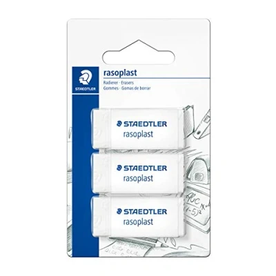 Obrázek STAEDTLER 526 B3BK3D guma bez ftalátů a latexu, 19 x 13 43 mm, 3 kusy na blistru, bílá