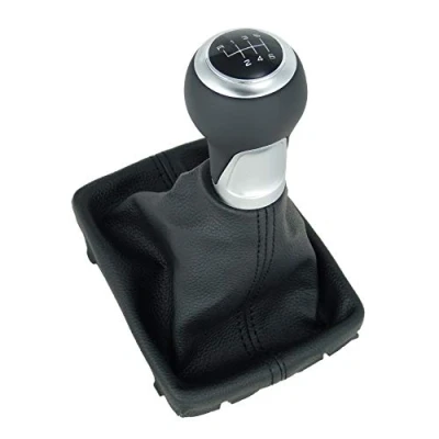 Obrázek L&amp;P A258 1 kožená řadicí páka manžeta černá hlava páky 6 převodů 12 mm kompatibilní s Audi A4 B8 A5 8T Q5 8R tlačítko Plug Play náhradní díl pro 8K0863278