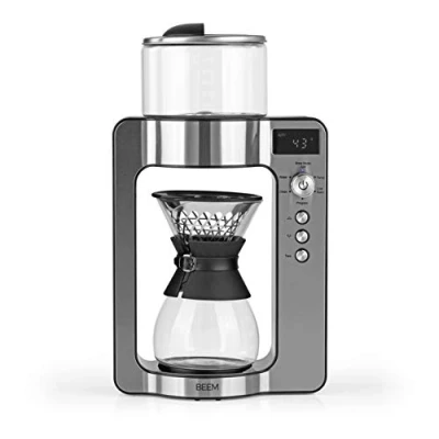 Obrázek BEEM 3597 POUR OVER kávovar na překapávanou kávu s váhou sklo základní sada ušlechtilá ocel 0,75 l skleněná karafa princip přímého spařování rotační spařovací hlava, černá, stříbrná