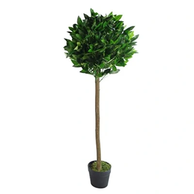 Obrázek Umělé Topiary Vavřínový strom kulového Art Zkroucené nebo Plain Stem v černé plast květináč