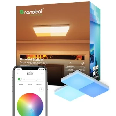 Obrázek nanoleaf Skylight Starter Kit, 3 LED RGBCW Smarte Deckenleuchten Modulare WLAN Deckenlampen, 16 Mio. Farben, Dimmbar, Musik &amp; Bildschirm Sync, Funktioniert mit Apple Home Alexa Google