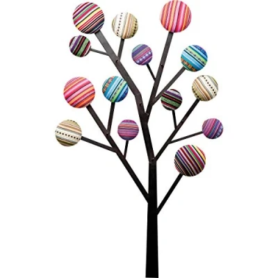 Obrázek Kare Designový nástěnný věšák Bubble Tree vícebarevný, bavlněný potah, šatní lišta se 6 háčky pro vstupní prostor, šatnu, obývací pokoj, chodbu, 111 x 65 7 cm (v/š/h)