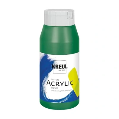 Obrázek KREUL 17014 Solo Goya Triton akrylová barva listově zelená, 750 ml láhev, rychle a matně schnoucí, na vodní bázi, ve studiové kvalitě, mnohostranně použitelná, dobře krycí vydatná