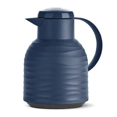 Obrázek Emsa Termoska N40108 Samba Wave 1,0 litru plast Quick Press, skleněná izolační baňka kávová konvice: 12 h horká/24 studená 100% těsná mátou