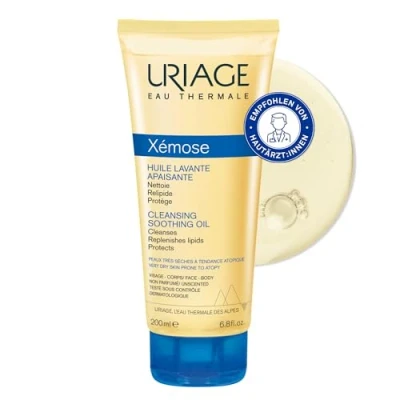 Obrázek Uriage Xémose čisticí a uklidňující olej 200 ml čištění obličeje těla pro suchou pokožku, sklon k atopické dermatitidě čistí, pečuje nabízí dlouhotrvající komfort