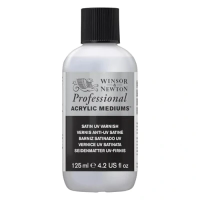 Obrázek Winsor &amp; Newton 3030931 UV lak hedvábně matný, ochranná vrstva pro akrylové obrazy láhev 125 ml
