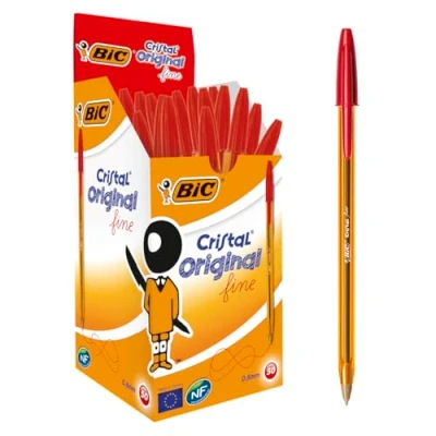 Obrázek BIC 872720 Kuličkové pero Cristal Original fine (s víčkem, 0,3 mm) krabička à 50 kusů, červená