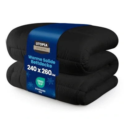 Obrázek Utopia Bedding přikrývka 240 x 260 cm, celoroční 370 g/m², prodyšná spací deka, super měkká hebká (černá)