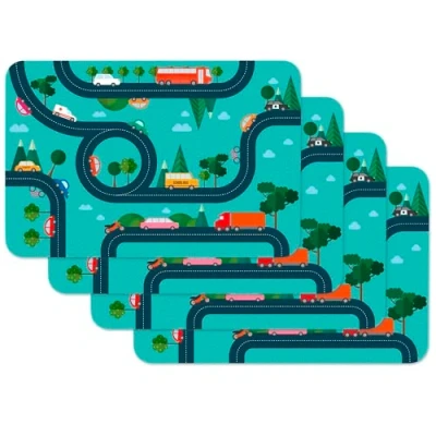 Obrázek Venilia Tischset Kids Autostraße, Malunterlage, Zeichenunterlage, Platzset für Esszimmer, lebensmittelecht, 45 x 30 cm, 4 Stück, 59108