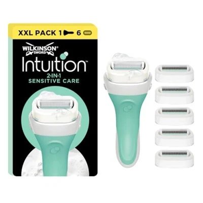 Obrázek WILKINSON SWORD Intuition Sensitive Care für Frauen Kein Rasiergel erforderlich Rasiergriff + 6 Klingen Nachfüllpackung, 1 stück (1er Pack)