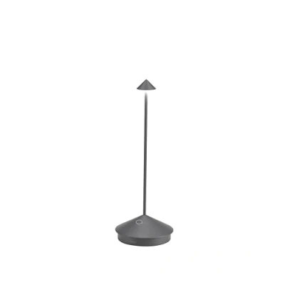 Obrázek Zafferano, Pina Lampe, Kabellose, Wiederaufladbare Tischlampe mit Touch Control, Auch für den Außenbereich Geeignet, Dimmer, 2200 3000 K, Höhe 29 cm, Farbe Dunkelgrau