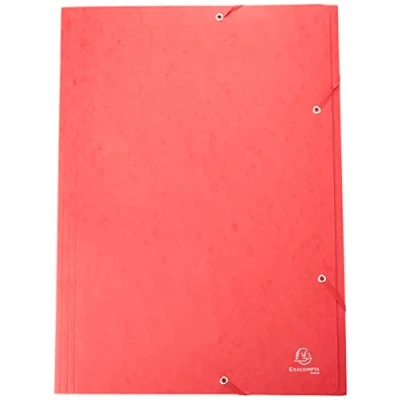 Obrázek Exacompta 59503E desky DIN A3. Z kartonu Colorspanu se 3 dvířky a 2 gumovými pásky, 24 x 32 cm, A4, červené na dokumenty do kanceláře školy