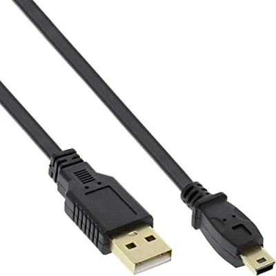 Obrázek InLine 31810F USB 2. 0 plochý kabel, A konektor na Mini B (5pólový), černý, 1 m