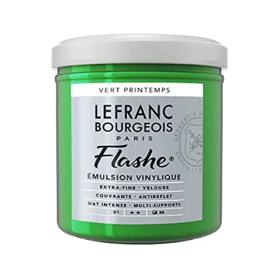 Obrázek Lefranc Bourgeois 300625 Flashe akrylová barva &amp; vinylová barva, vysoce pigmentovaná, elastická, stálá na světle, odolná proti stárnutí, matná, pro vnitřní i venkovní použití, květináč 125 ml jarní zelená