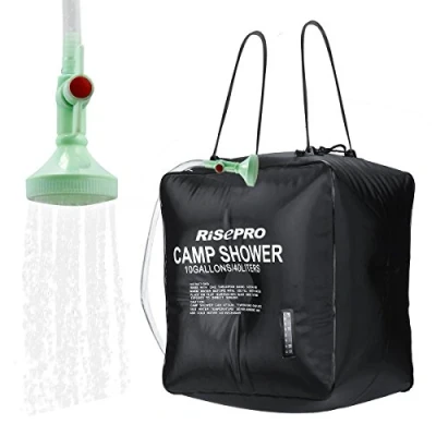 Obrázek RISEPRO solární taška do sprchy, 40 l, provoz, kempingová sprcha, s teplotou, horká voda, 45 C, turistika, lezení XH07