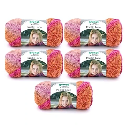Obrázek Gründl Pacific Lace (barevná příze s vlněným charakterem z 80 % polyakrylu, 10 vlna, alpaka, 100 g / 550 m, síla jehlic: 2,5 mm 3 mm, 5 x g), hibiscus, 36 20 8 cm, hibisus
