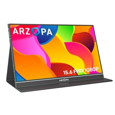 Obrázek ARZOPA přenosný monitor, 15,6 palců 1080 FHD monitor s externí HDR Eye Care Screen a HDMI/Type C/USB C, pro laptop/PC/Mac/PS4/Xbox