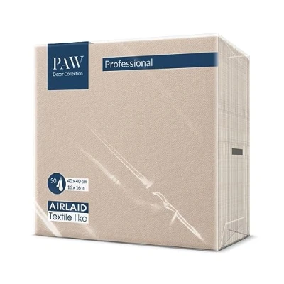 Obrázek PAW ubrousky z Airlaid podobné látce (40 x 40 cm) I 50 kusů Ideální na svatbu, křtiny, přijímání, narozeniny látkové jednobarevné, béžové Barva: Monocolor béžová
