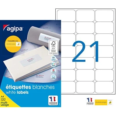 Obrázek agipa 118984 Universal Etiketten, 63,5 x 38,1 mm, weiß