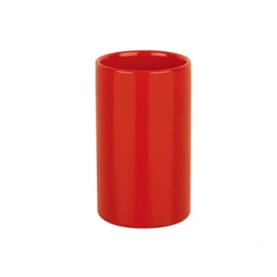 Obrázek Spirella Pohárek na čištění zubů držák zubní kartáček keramika tuba 7 x 11,5 cm červená